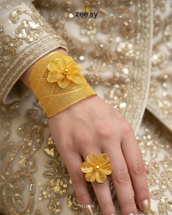 dimensional-meshwork-bangle-ring-set