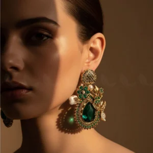 Emerald Baroque Pearl Earrings