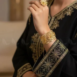 Grand Floral Statement Bangle Ring Set