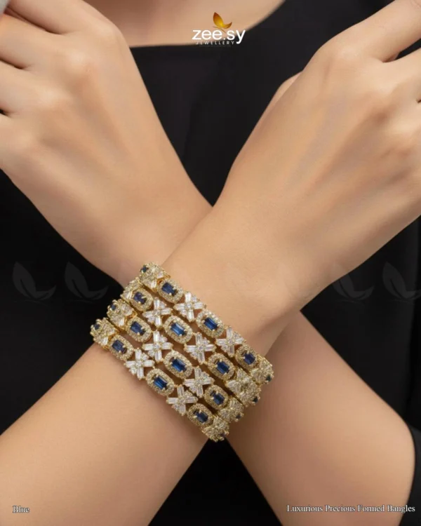 Luxurious Precious Formed Bangles - Blue