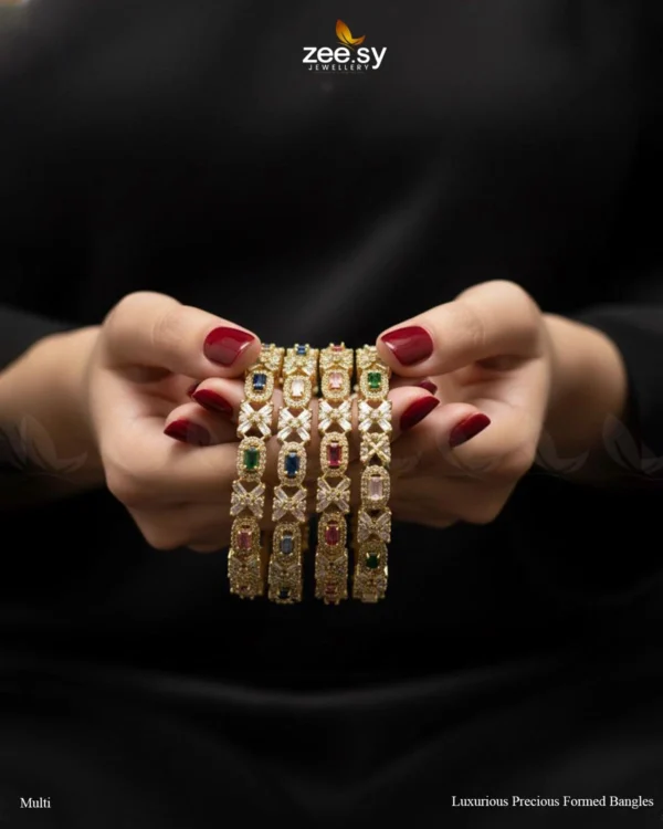 Luxurious Precious Formed Bangles - Multi