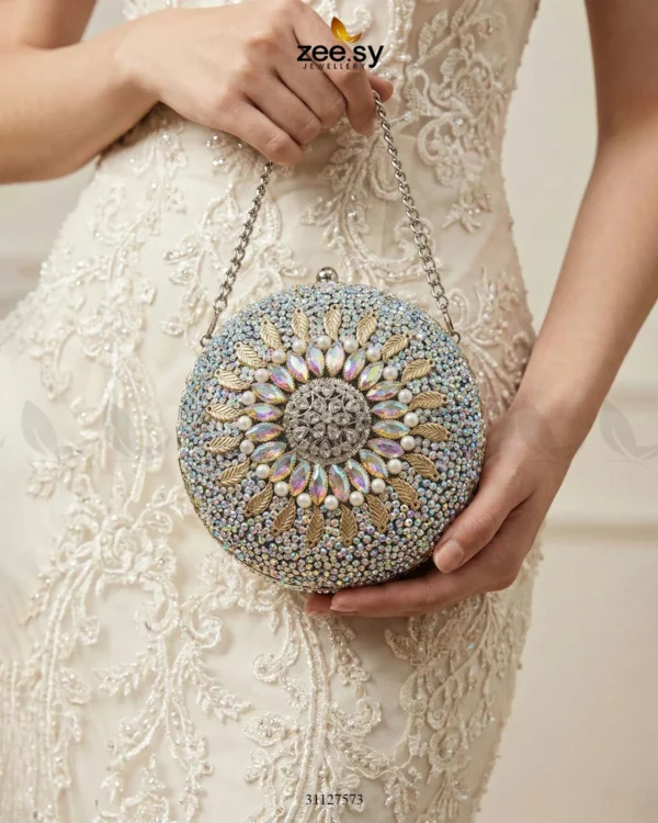 Moonlit Iridescent Bloom Clutch Bag