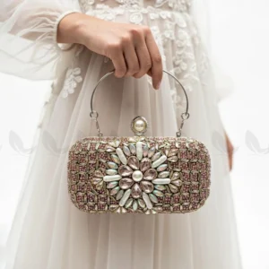 Rose Petal Crystal Clutch Bag