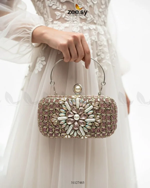 Rose Petal Crystal Clutch Bag